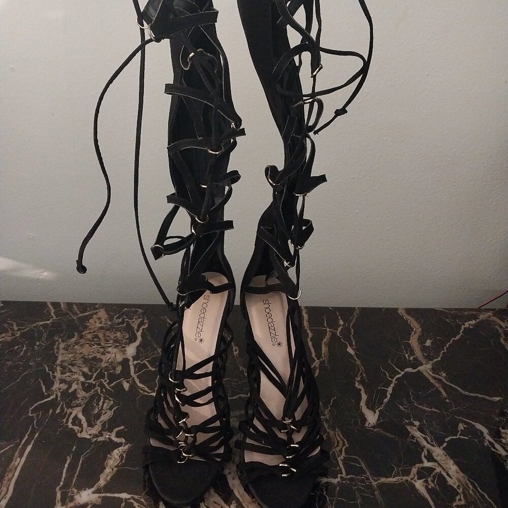 Shoe Dazzle Strappy/String-up Boots